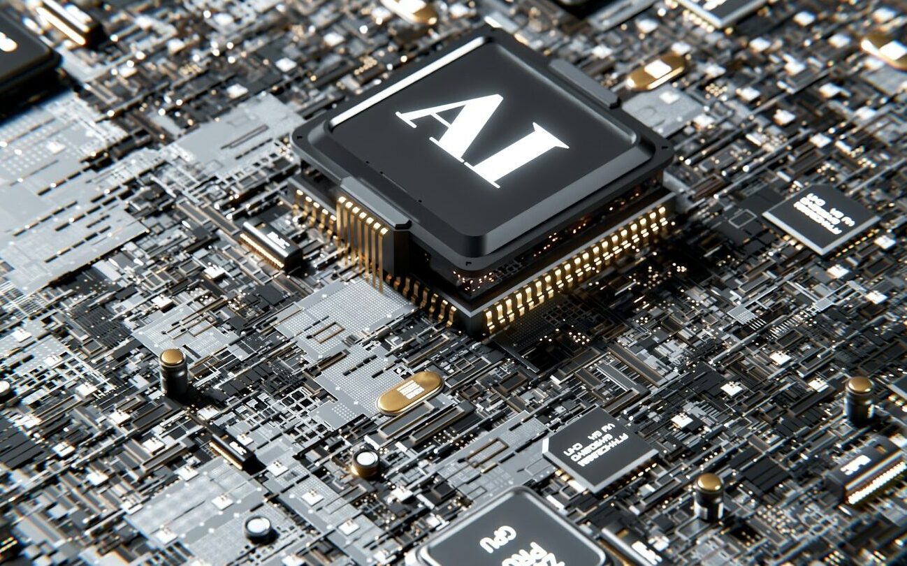 AI microchip on circuit board representing AI transformation and advanced technologies